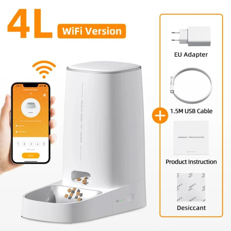 Automatischer Futterspender für Haustiere – Intelligenter Futterautomat mit Fernbedienung, WLAN und Ein-Knopf-Bedienung