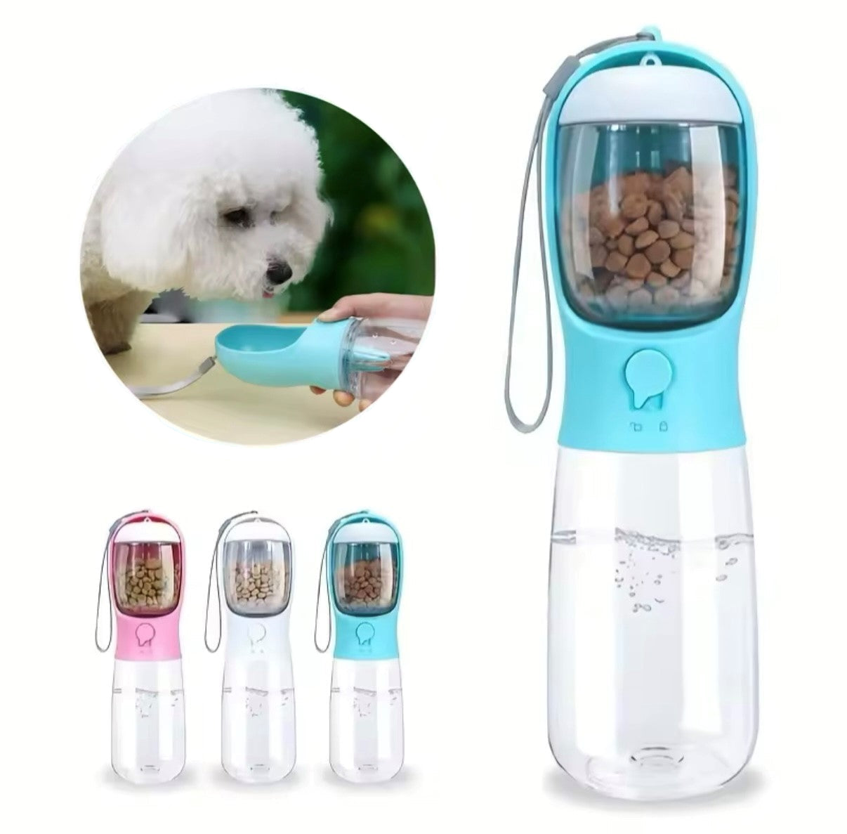 Portable Dog Cat Water Bottle with Storage Food